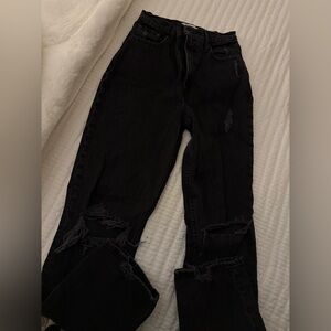 Abercrombie & Fitch Black Distressed Boyfriend Jeans